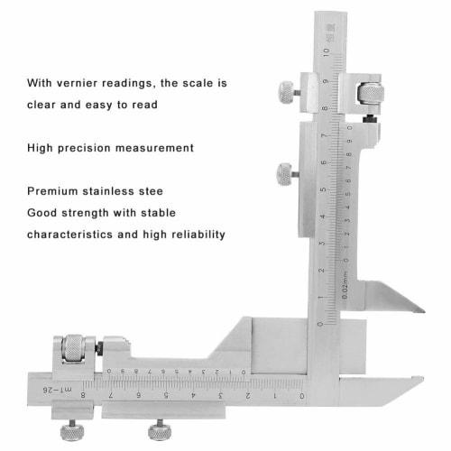 Vernier Caliper, Stainless Steel Gear Teeth Vernier Caliper Thickness Gauge Measuring Tool Has Two Movable Vernier Scales That Are Perpendicular To Ea