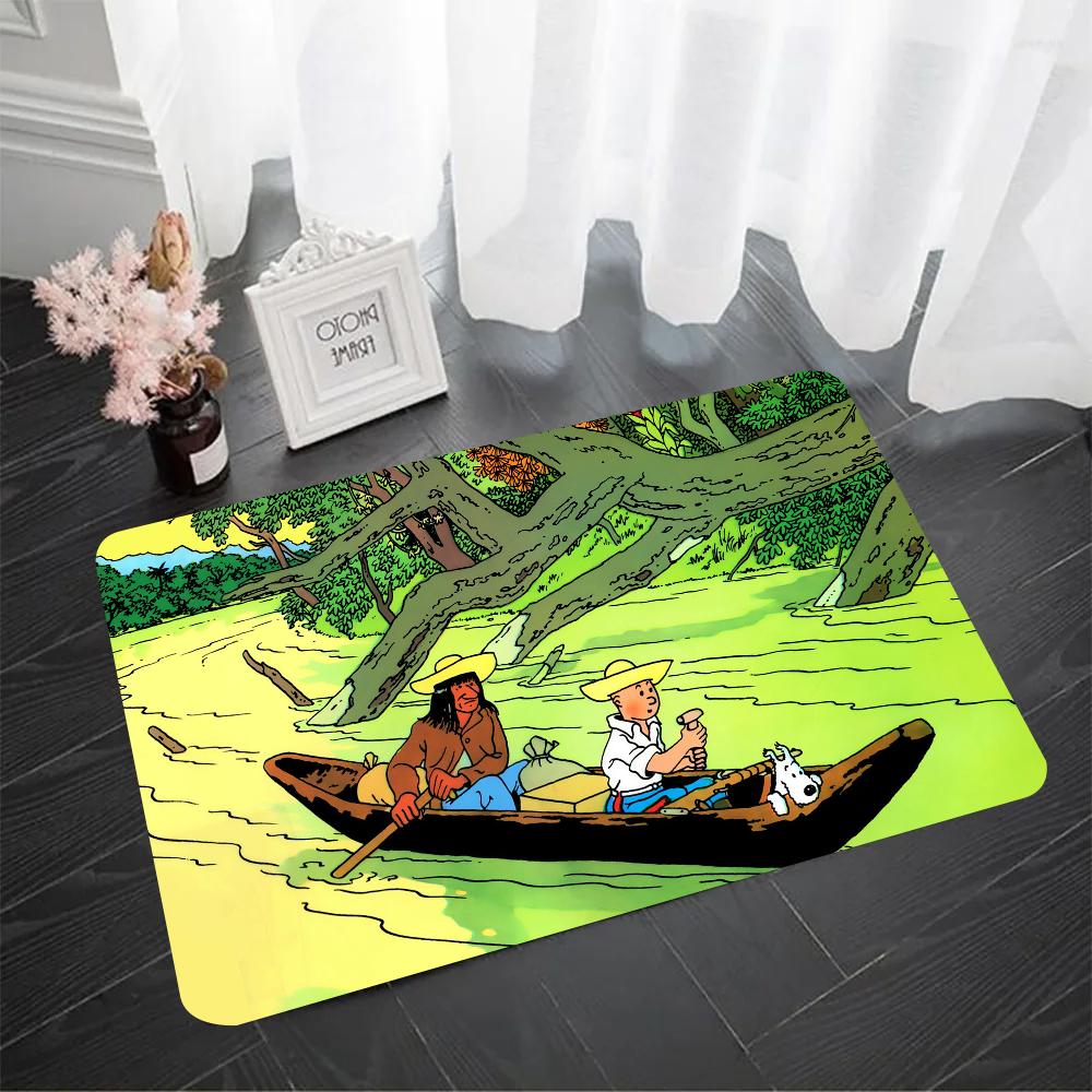 

Tintin Les Aventures De Tintin Et Milou Floor Mat Doormats Home Carpet Foot Mat Bathroom Absorbent Mats Anti-Slip Mats Home 40x60cm