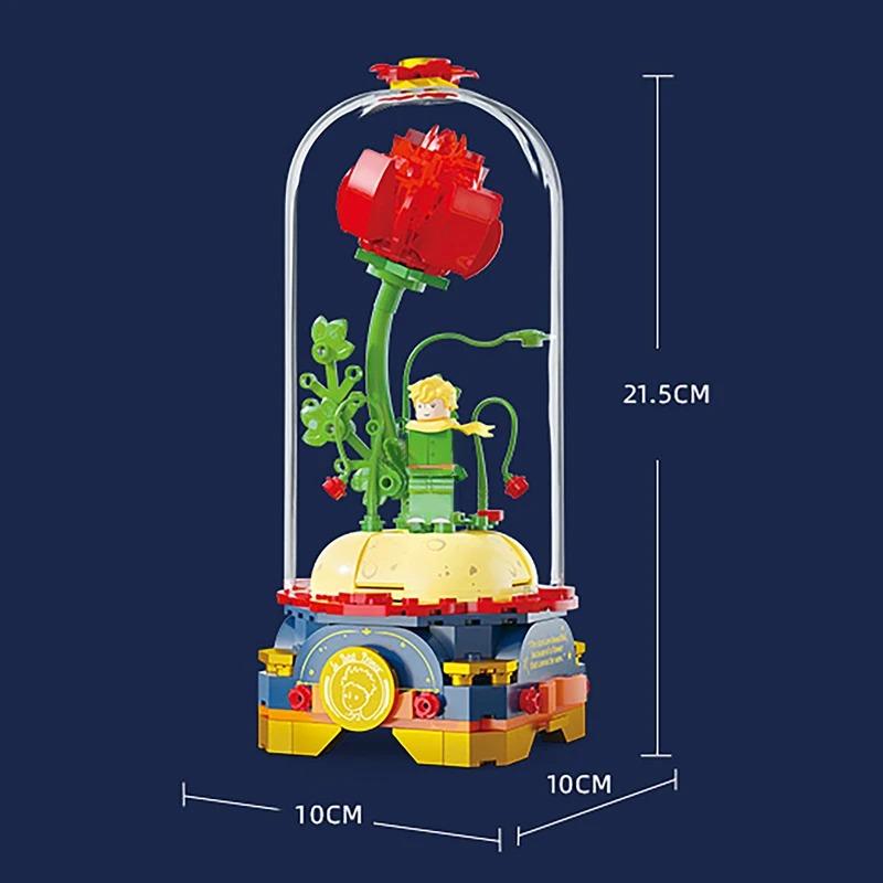 Le Petit Prince Pantasy Building Blocks Eternal Rose Dust Cover Puzzle Assembling Model Toys Desktop Decoration Birthday Gift