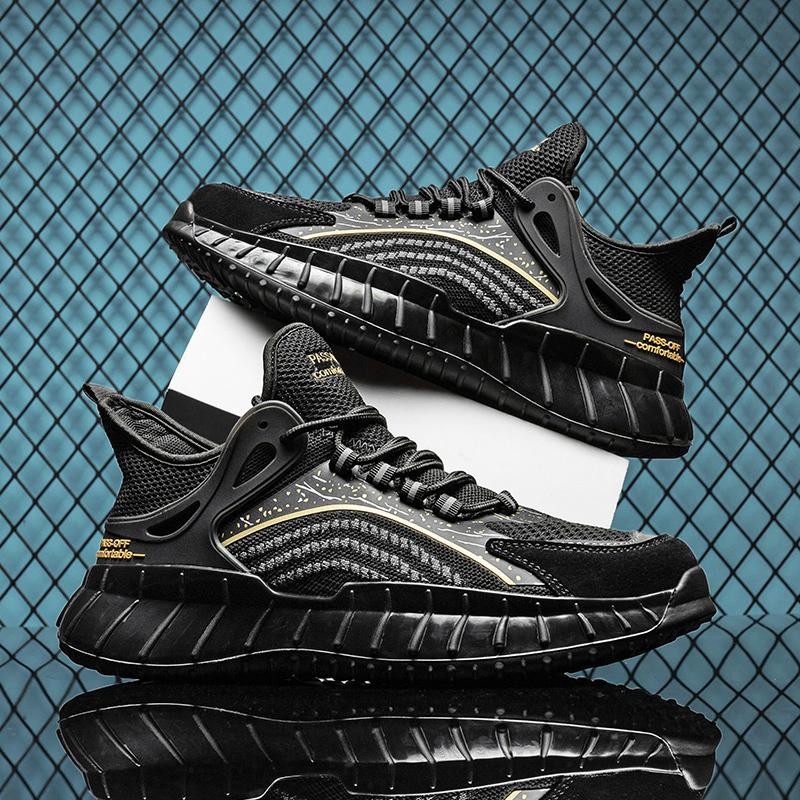 

Men s shoes summer fly-woven mesh breathable thin sports and leisure versatile mesh shoes youth thick-soled heightening dad shoes 44 чорний
