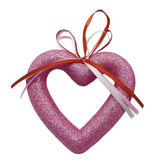 

Блискуча пінопластова прикраса у формі серця Любов День святого Валентина Весілля Святкова вечірка Дерево Вінок Вхідні двері Стіна 3D Велика прикраса у формі серця з бантом 15cm гарячі рожевого кольору