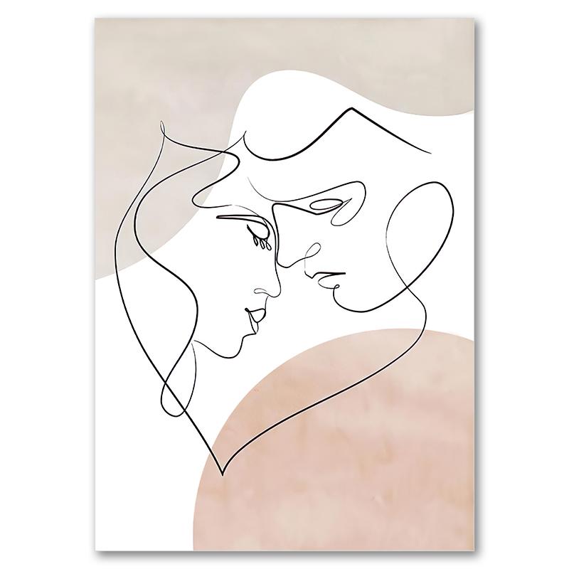 Love Heart Hands Line Girl Boy Abstract Nordic Posters And Prints Wall Art Canvas Painting Pictures For Living Room Decoration