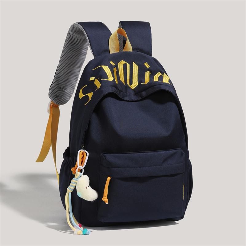 Letter Student Schoolbag Unisex Campus Backpack Large Capacity Solid Color Backpack