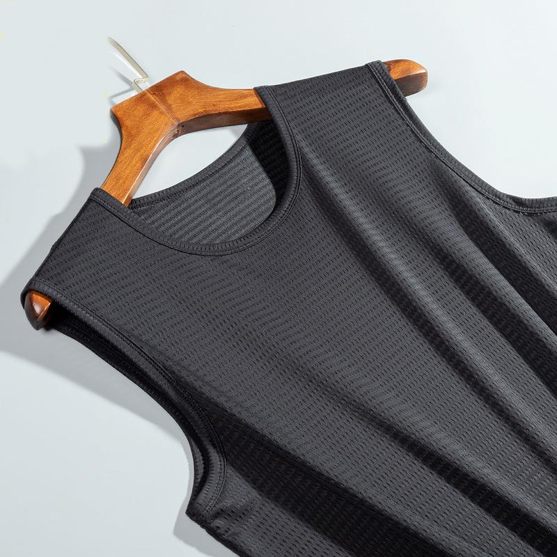 Pánská letní fitness ledová hedvábná síťovaná tílka bez rukávů rychleschnoucí