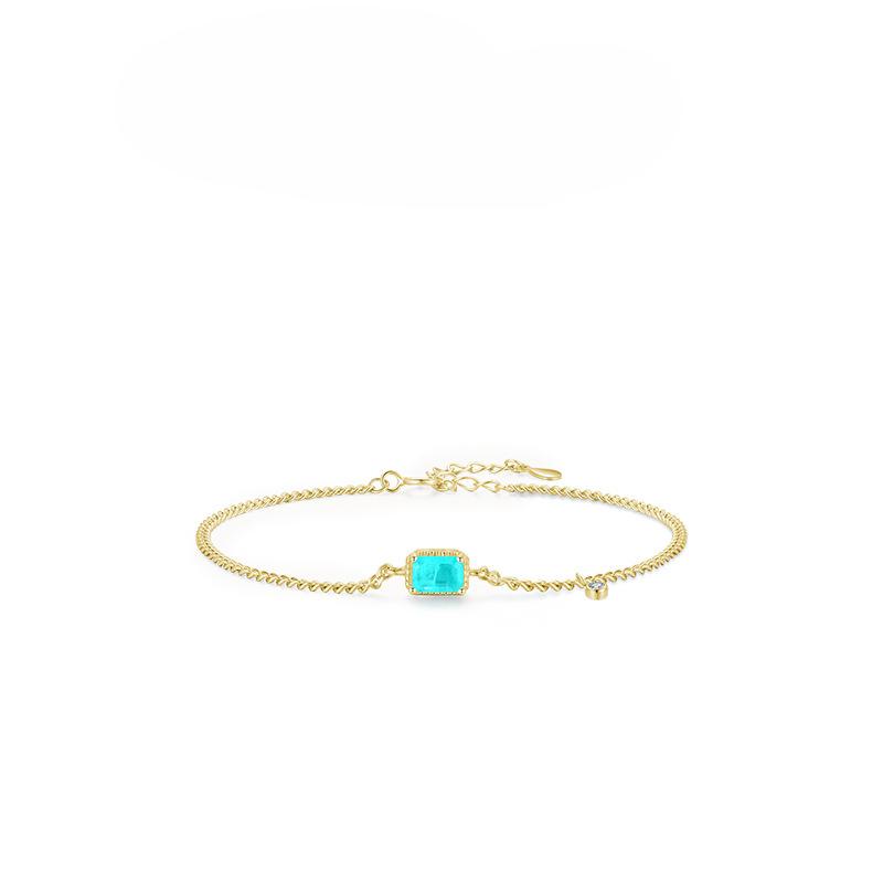 

Браслет из стерлингового серебра S925 с имитацией турмалина Palaiba, женский модный универсальный браслет с кристаллами в Instagram Adjustable size золотой