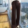 Lekasha Women's High-Waist Cashmere Velvet Wide-Leg Pants
