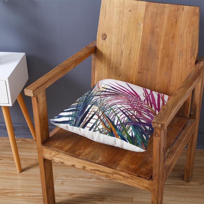 Tropical Green Leaf Linen Pillowcase - Nordic Style Sofa Cushion Cover