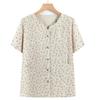Women's Cotton Linen Short Sleeve Shirt for Middle-Aged & Elderly