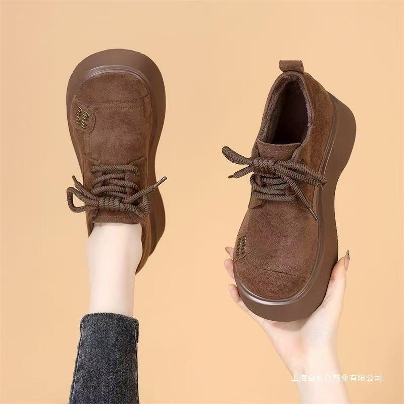 Thick-soled heightening women's winter velvet warm soft-soled lightweight and versatile women's shoes