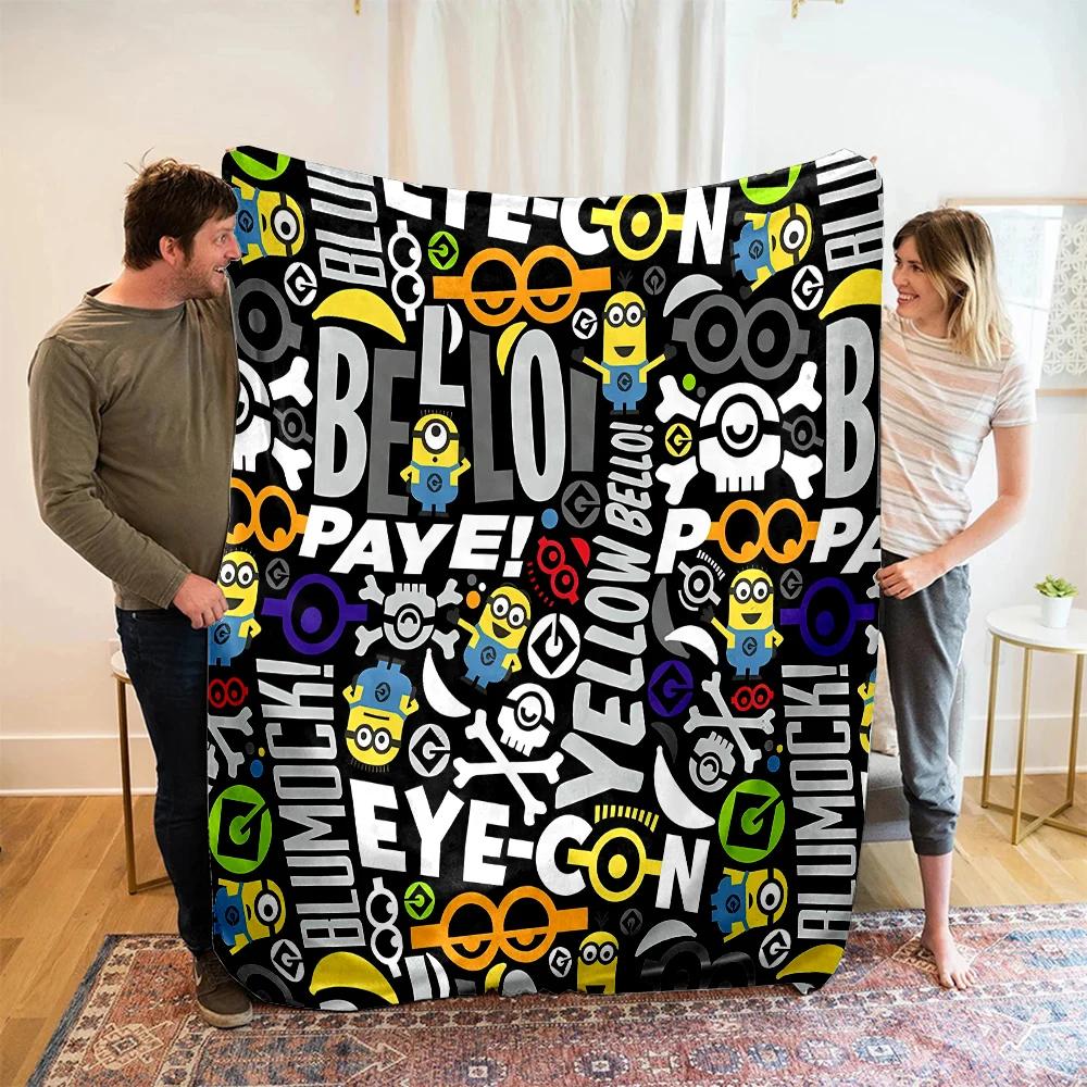 Warm Soft Minions Character Throw Blanket for Sofa Bed in Sizes for Kids Adults