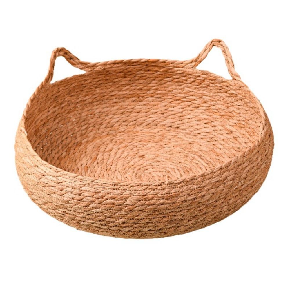With Warm Pad Braided Cat Bed Rattan Weaving Vine Weave Cat Nest New Pet Sleeping Mat Pet Supplies