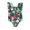 In-Stock Green Floral Ruffle One-Piece Swimsuit for Baby Girls and Toddlers