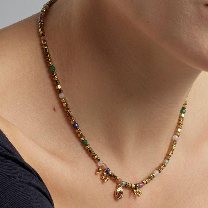 Collier - Luxenter - Damya - Cristal multicolore - Or jaune 18k - 42 cm + 3 cm de rallonge