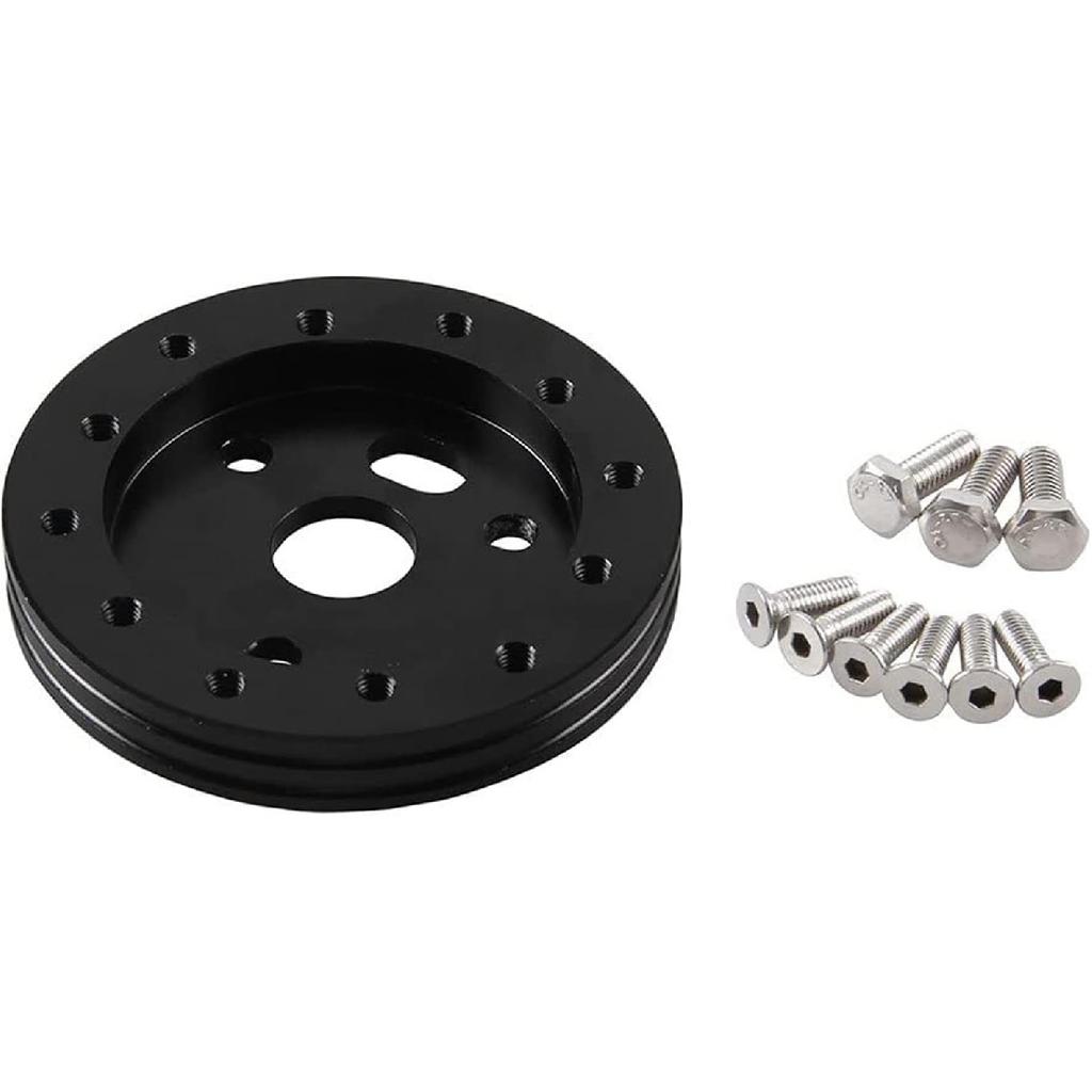 RULLINE 0.5" Steering Wheel Hub Adapter Conversion Spacer 6 Hole to 3 Hole Steering Wheel Adapter Boss Kit Black