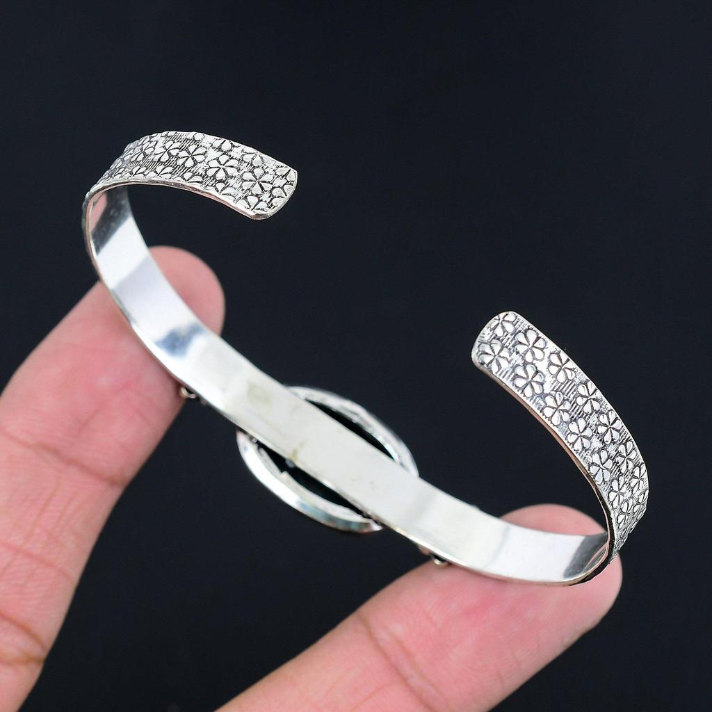 Womens day Deal Oval Bloodstone Stone 925 Silver Birthday Unique Bangle Bracelet