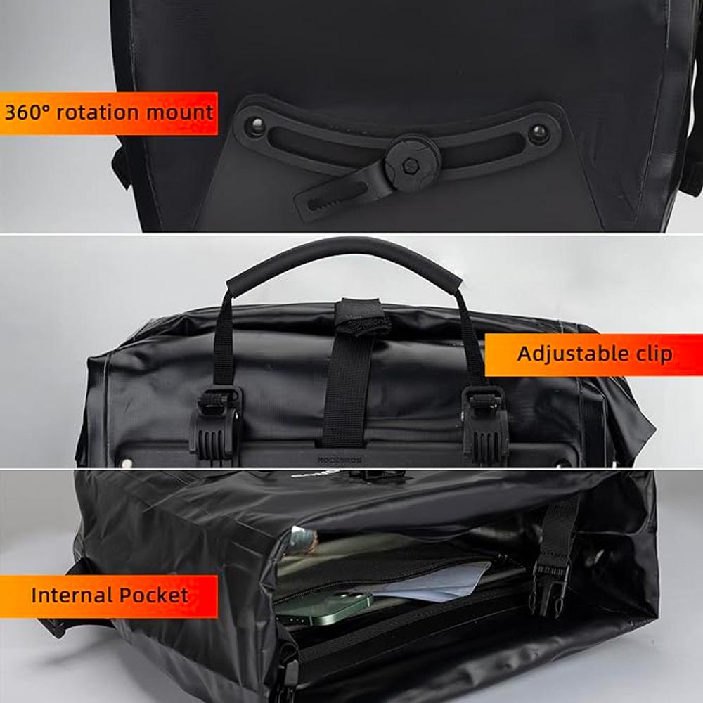 Waterproof adjustable bicycle trunk bag 2532L black