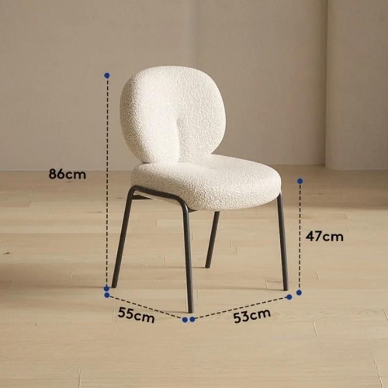 Floor Minimalist Designer Dining Chair Luxury White Lamb Simple Modern Dining Chair Room Lounge Family  Furniture