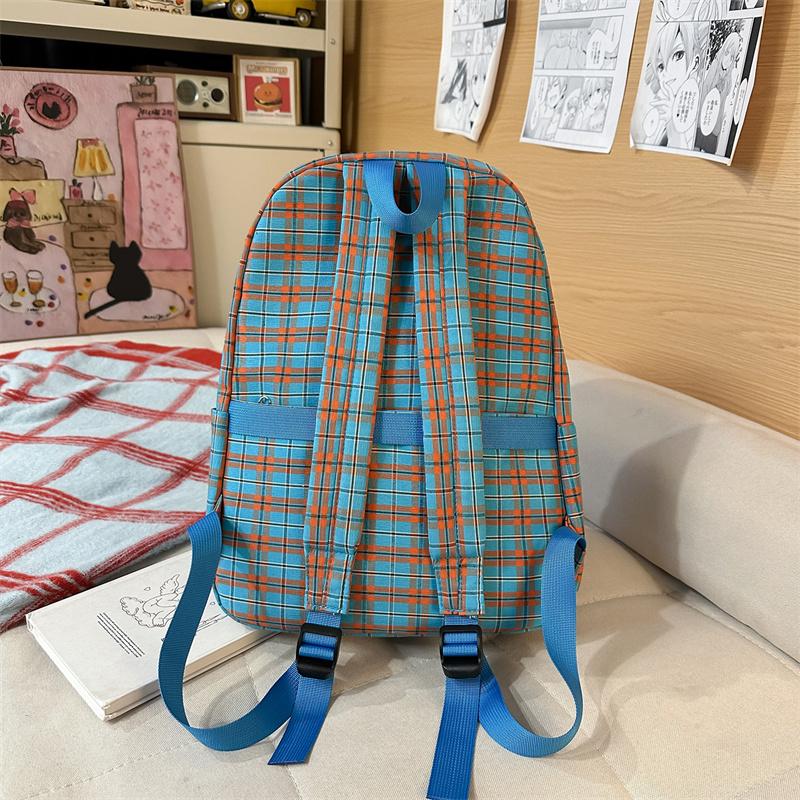 Vintage Plaid Student Schoolbag Women's Large Capacity College Style Backpack