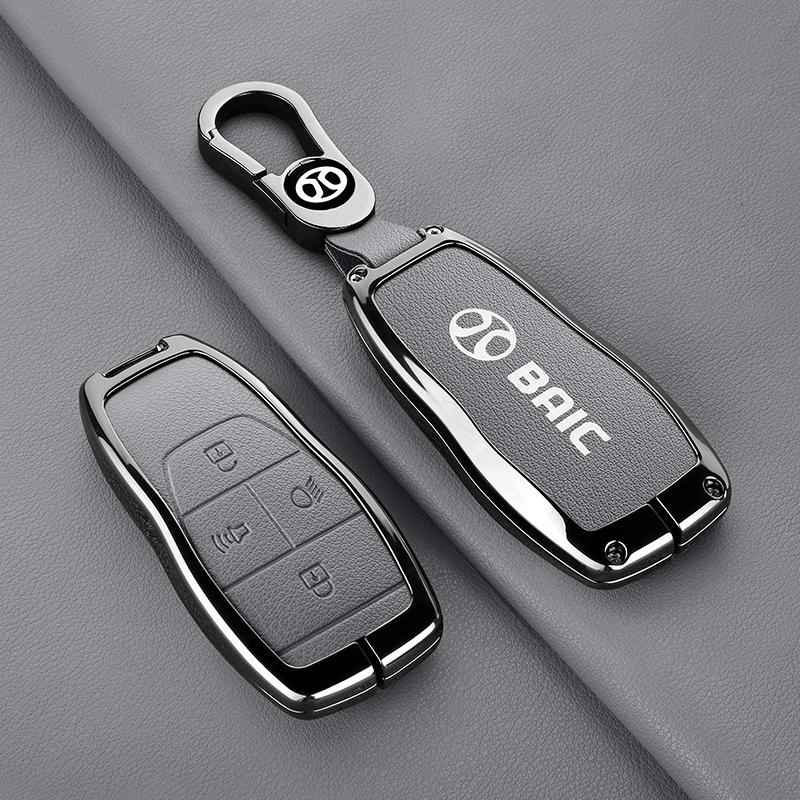 Car Key Case Baic Bj30 Bj40 Bj80 Bj90 U7 X7 Senova X25 X35 X55 X65 Ex5 Eu5 Ec5 Keychain Zinc Alloy Leather Car Remote Key Case