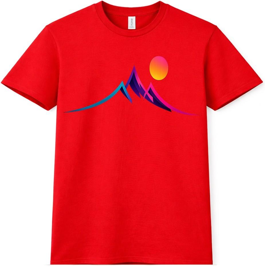 Mountain Sunset T Shirt Abstract Landscape Graphic Tee Hiking Camping Outdoor 4XL