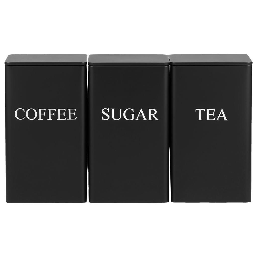 3pcs/Set Tea Coffee Sugar Canisters Versatile Kitchen Storage Jars with Airtight Lids Metal Storage Jar for Home Office Use