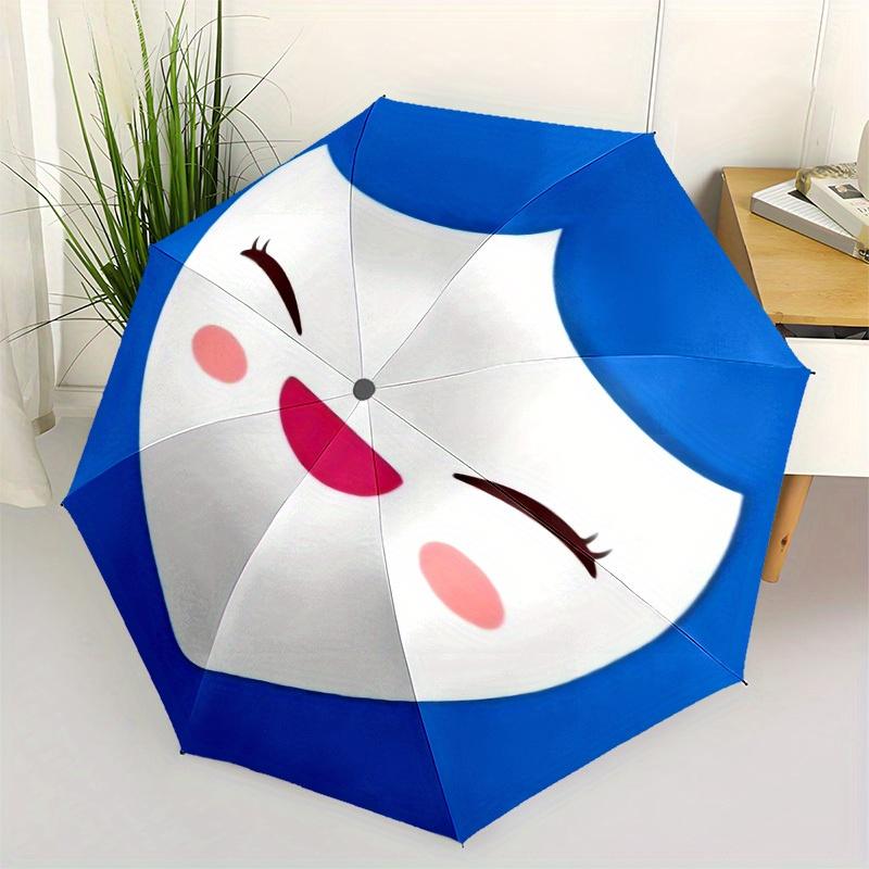 

1pc Blue-haired Smiling Face Umbrella with Plastic Handle,Suitable for All Seasons Home Travel Outdoor UmbrellaM976