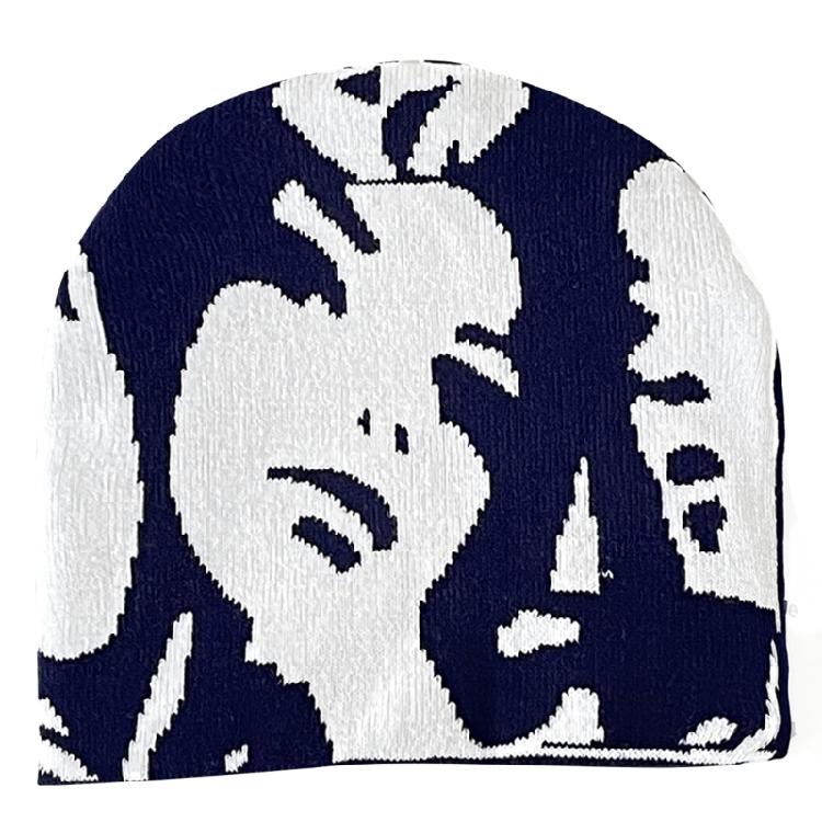 Teen Knitted Beanies Hat Elastic Ear Protector Hat Human Portrait Pattern Hat Adult Winter Cycling Skiing Beanies