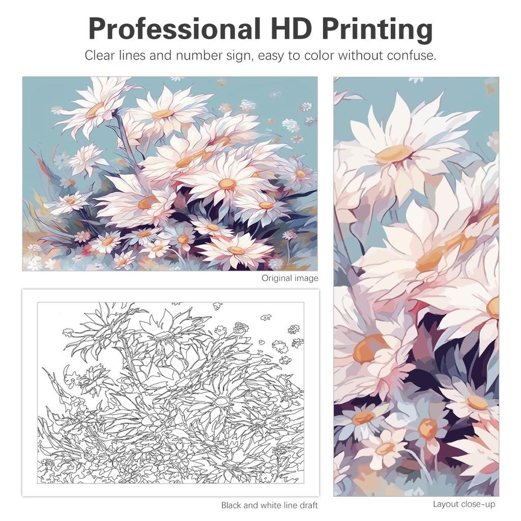 Frame Painting By Number Flower Drawing On Canvas Handmade Art Gift Diy Pictures By Number Kits Home Decor 40x50cm