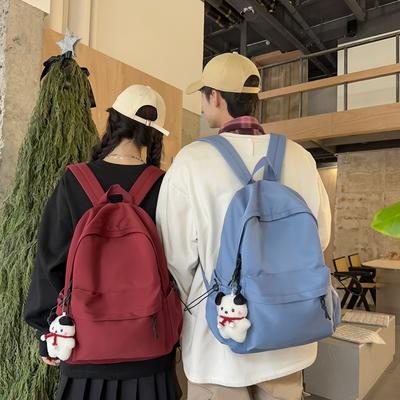 Japanese Schoolbag Female College Students Korean Version of Ins Large Capacity Simple Solid Color Backpack Junior High School Boys Backpack.
