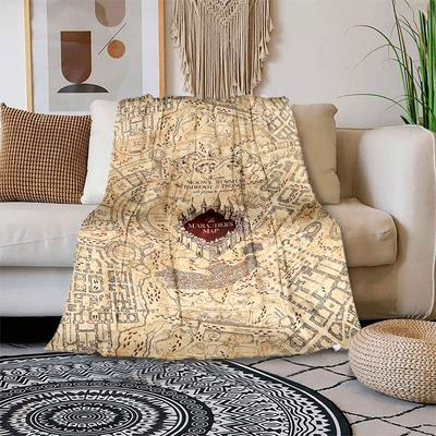 1pc Marauders Map Cartoon Blanket,Portable Throw for Travel & Camping, All Season Cozy Blanket,Ideal Gift