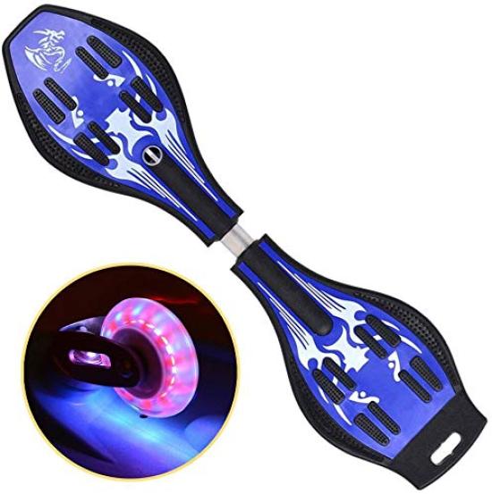 

Скейтборд для детей Подарок на день рождения Рождество Кикборд Скейтборд для детей Дети Колеса Подарок S-доска Светящаяся J-доска (синий) синий