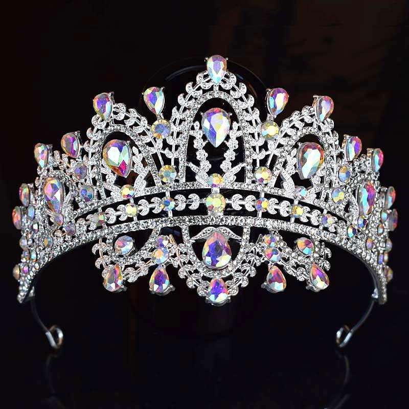 

Хрустальная корона Двухслойная корона, инкрустированная бриллиантами Головной убор для участницы конкурса красоты Элегантная повязка на голову Корона для волос на день рождения
