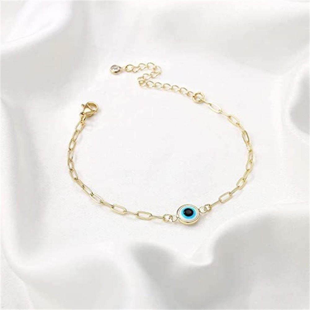 Elegant Stainless Steel Bracelet Unique Adjustable Chain Bracelet Turkish Blue Eye Bracelet  Unisex