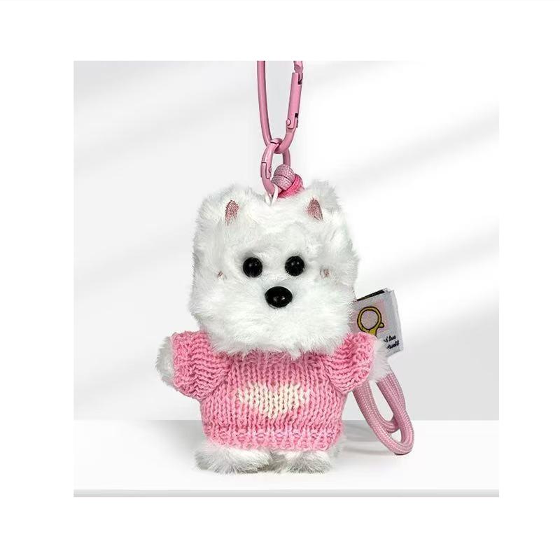 Car Rearview Mirror Pendant Dog Pendant Backpack Accessory Fur Decoration Cute Black Green School Bag Decoration