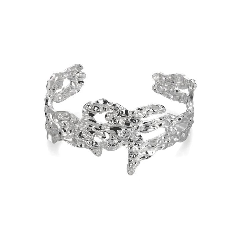 New Stainless Steel Simple Wide Version Open Bracelet Street Hip Hop Exaggerated Gold-plated Bracelet