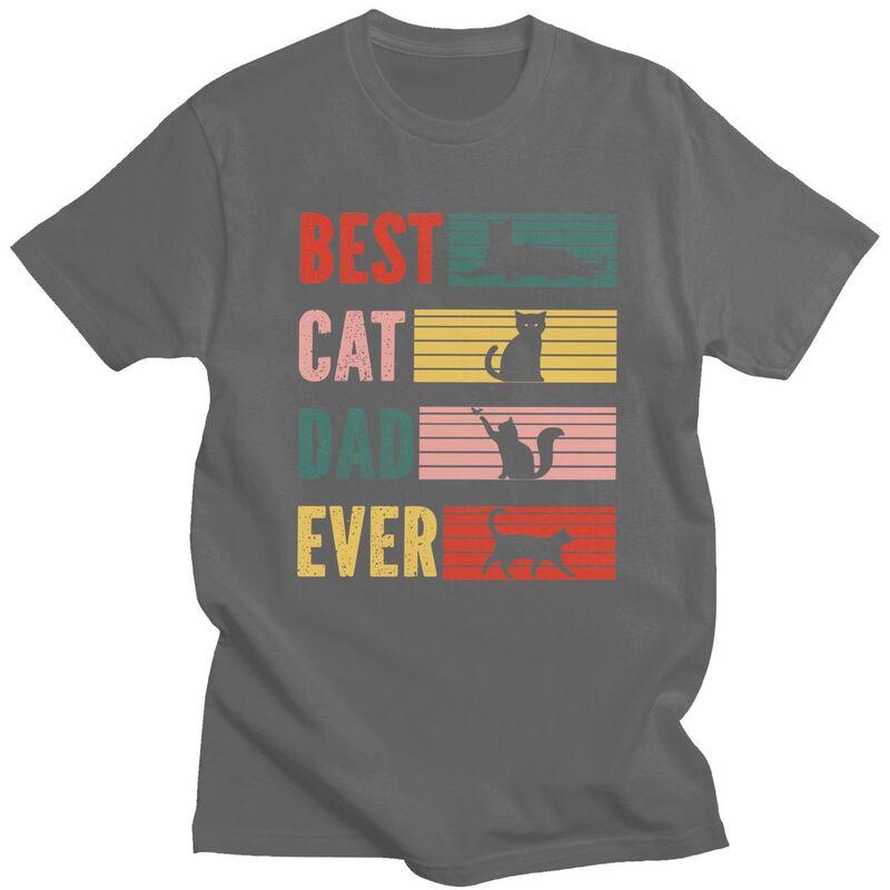 Custom Best Cat Dad Ever T Shirt for Men 100 Cotton Tshirt Leisure Tee Short Sleeve Fathers Day Gift Tshirts Clothing
