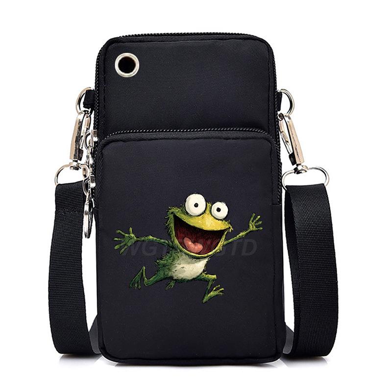 Funny Animals Personality Printing Black Oblique Span Small Bag Multifunctional Casual Portable Mobile Phone Bag