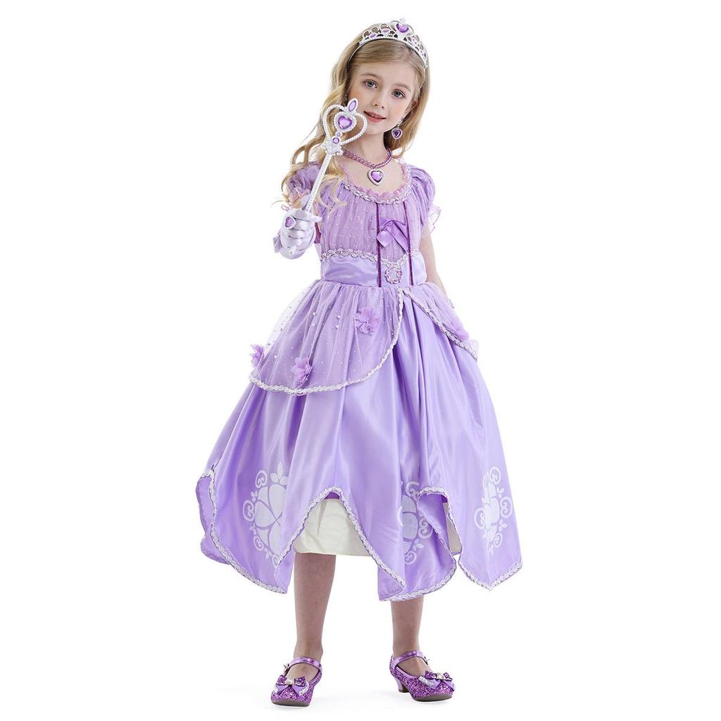 Sophia Flower Puffy Skirt Girls' Dress 2025 with Accessories