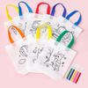10 Piezas Bolsa de Graffiti PDIY con Marcador para Colorear Fiesta de Animales de Carnaval Bolsas de Regalo para Niños Mini Bolsa de Compras Reutilizable No Tejida