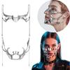 Metal Cosplay Masks Unisex Irregular Jewelry Face Chain Silver Steel Cyber Punk Costume for Women Men Music Festival Accessories