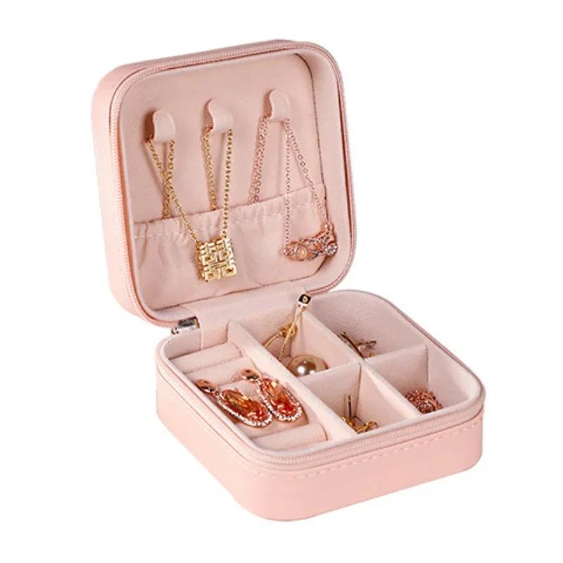 Mini Portable Jewelry Box Ins Simple Travel Pu Jewelry Box Necklace Earrings Jewelry Box Storage Box Jewelry Box Organizer