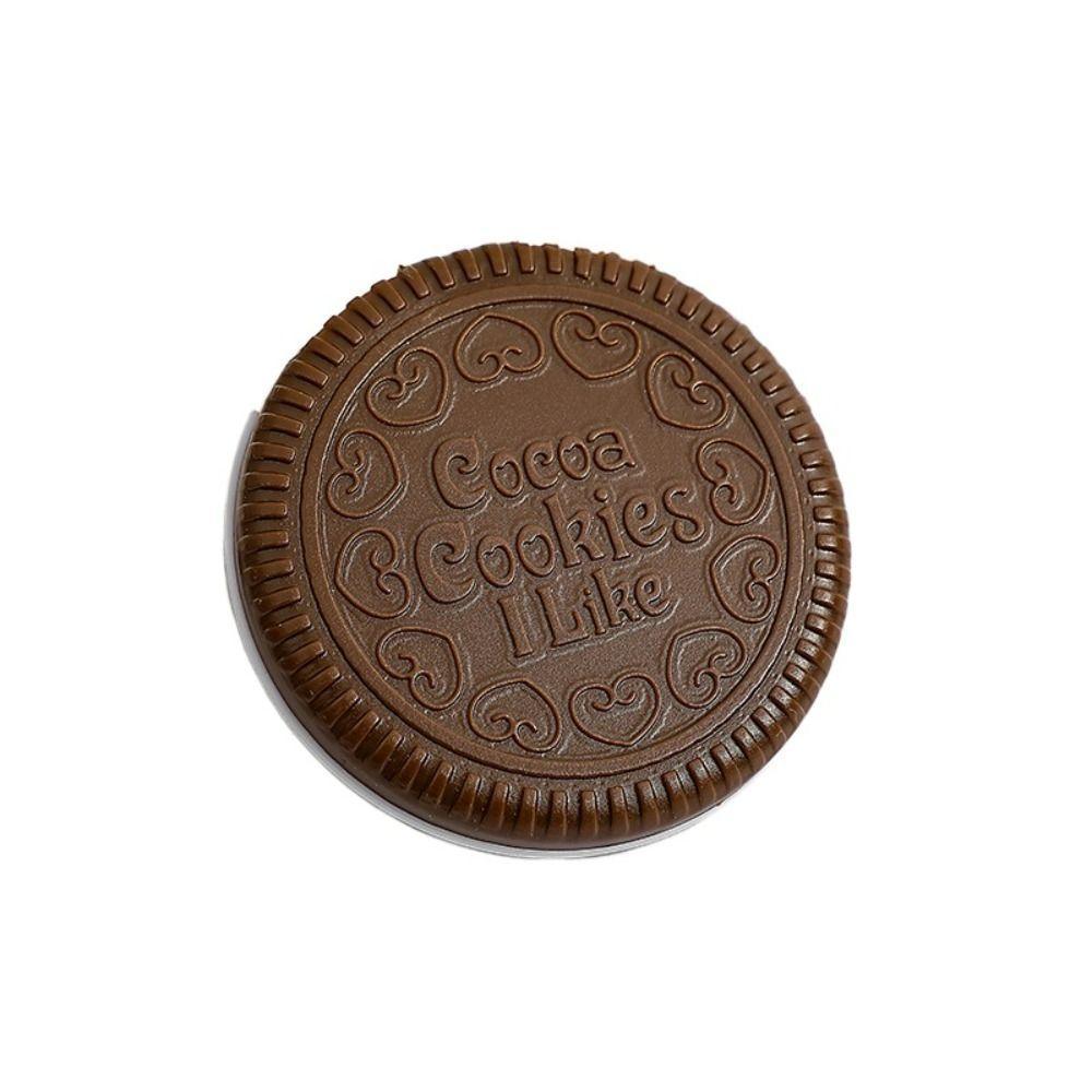Mini Chocolate Cookie Mirror Cute Biscuits Shape Makeup Mirror with Comb Hair Styling Tool Cartoon Folding Compact Pocket Mirror