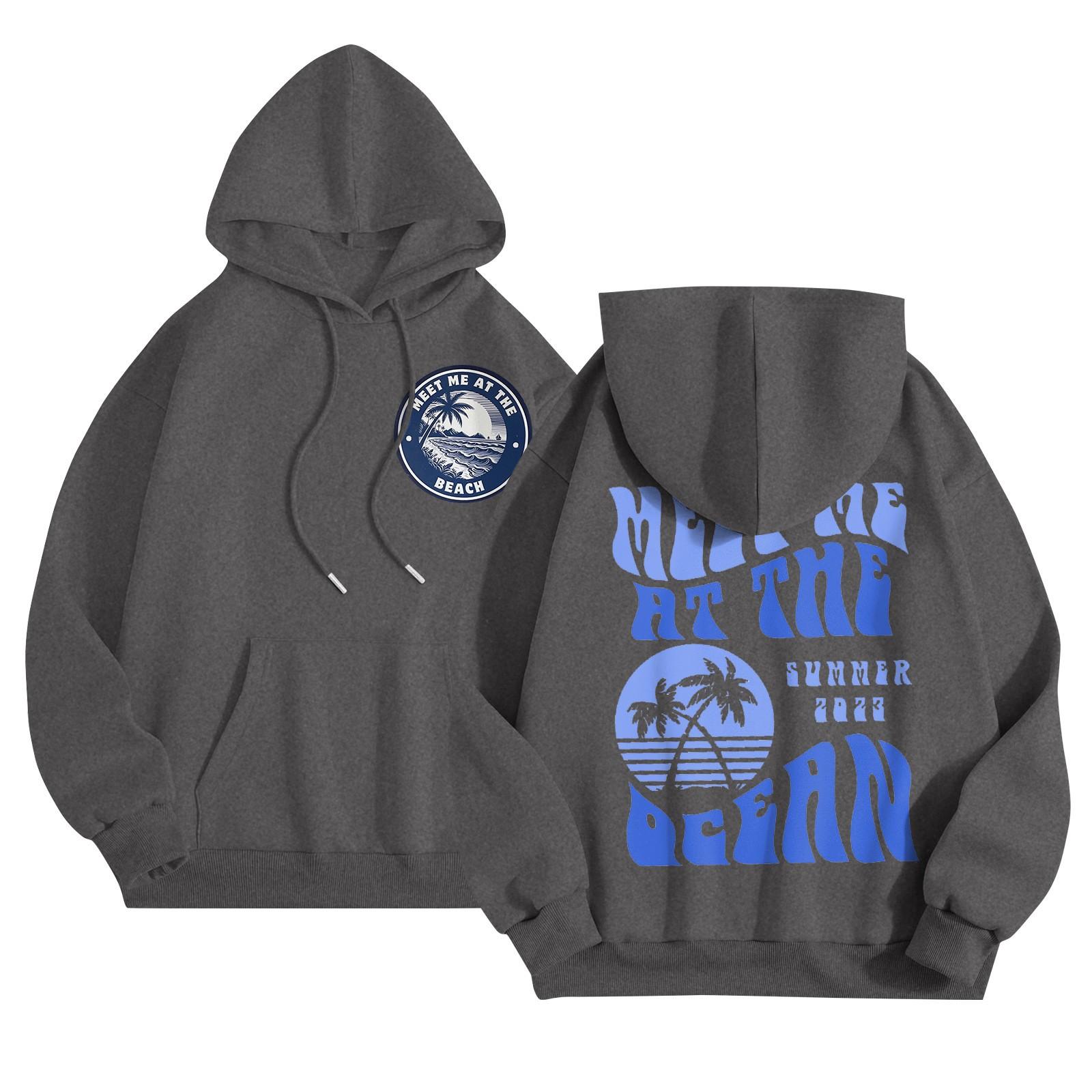 

Графические толстовки с капюшоном для женщин Милый пуловер с длинным рукавом Опрятные толстовки с капюшоном с принтом букв Осень-зима XXL