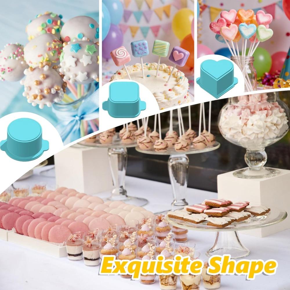 6PCS Food Grade Plastic Cake Pop Mold Set Flower/Heart Shape Cake Lolly Mold  Desserts