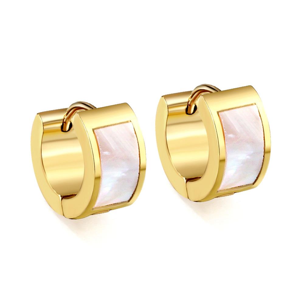 Minimalist Cool Tone Hoop Ear Cuffs White Shell Earrings Long Lasting Small Unique Design Jewelry