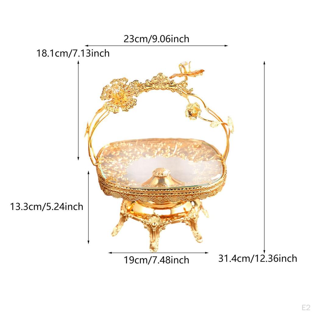 Fruit Tray Ornament with Handle Gifts Dessert Footed Display Basket Snack Holder Cake Stand for