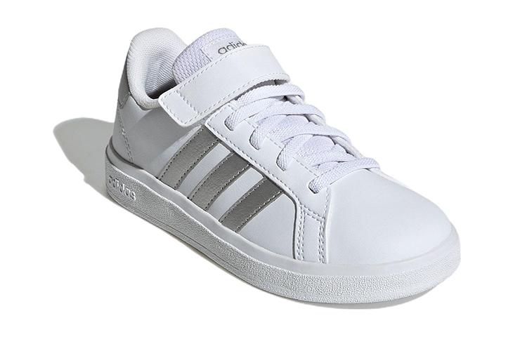 Adidas Grand Court 2.0 Little Kid 'White Matte Silver' GW6516