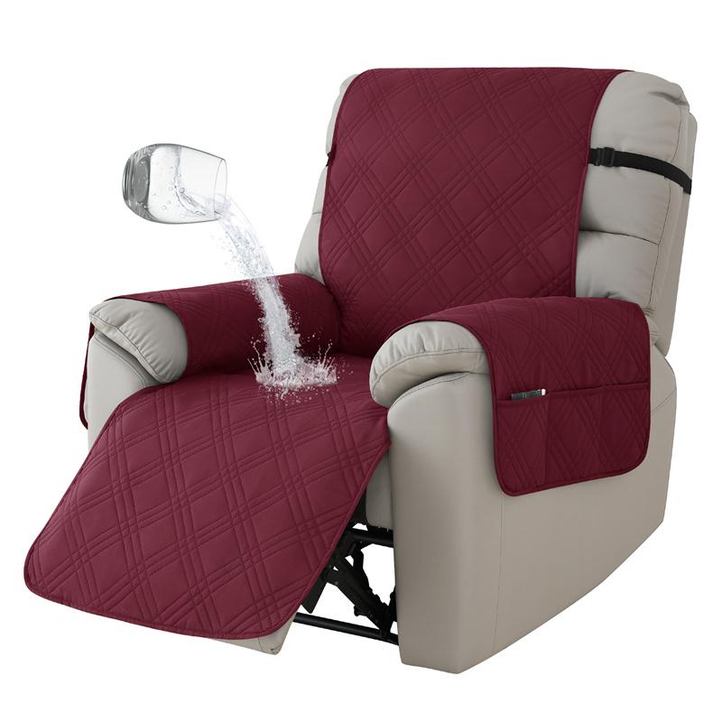 

1/2seater Recliner Cover Solid Color Quilted Armchair Slipcover with Cup Holder Pet Kids Accent Couch Cushion Living Room Home