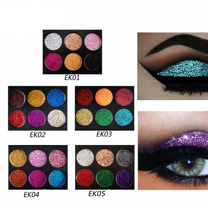6 Colors Diamond Glitter Eye Shadow Sequin Eyeshadow Palette Makeup Palettes