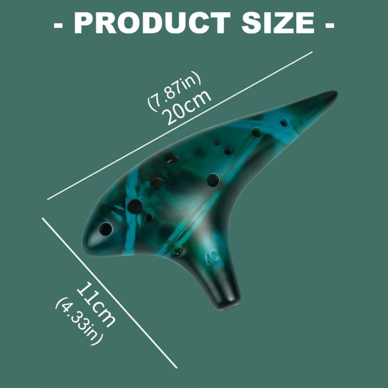 12 Hole Ceramic Ocarina Musical Device Smooth Surfaces Balanced Tone Output for Aspiring Musicians and Collectors